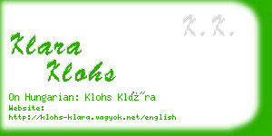 klara klohs business card